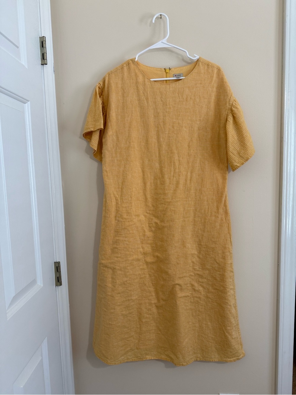 Daniel Cremieux Yellow Midi Shift Dress Women’s 4 55% Linen 45% Cotton Blend
